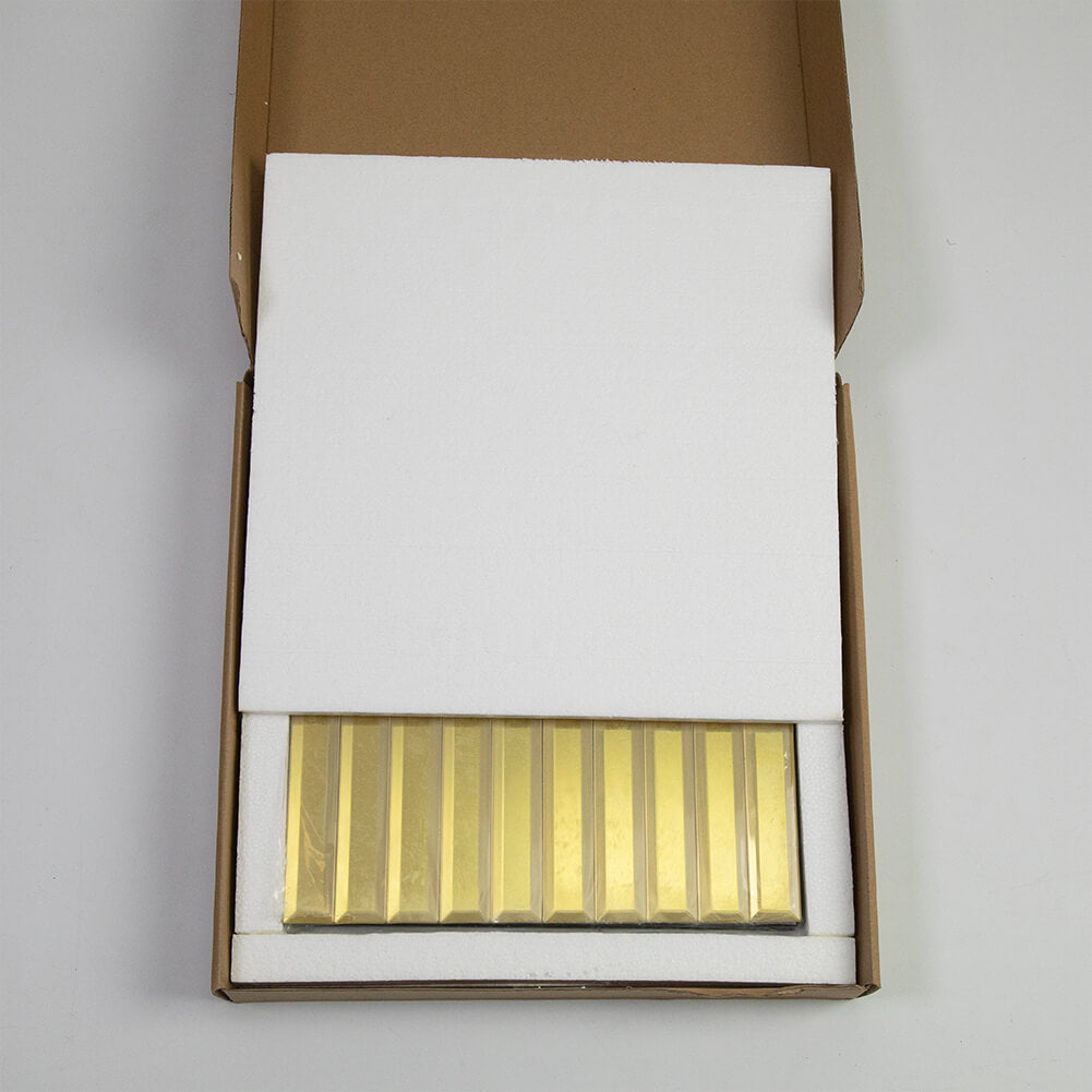 Diflart Beveled Mirror Backsplash Tiles for Kitchen, Gold Strip, 12x12 Inch, Mirror TIile for Bathroom Wall (5 Sheets,5 Sq.ft)