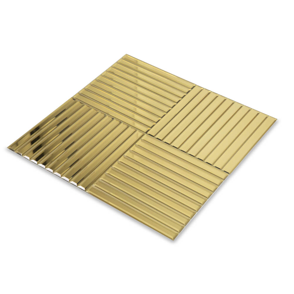 Beveled Gold Mirror Glass Subway Tile 12 x 12 Inch Long Strip Pack of 5  Sheets