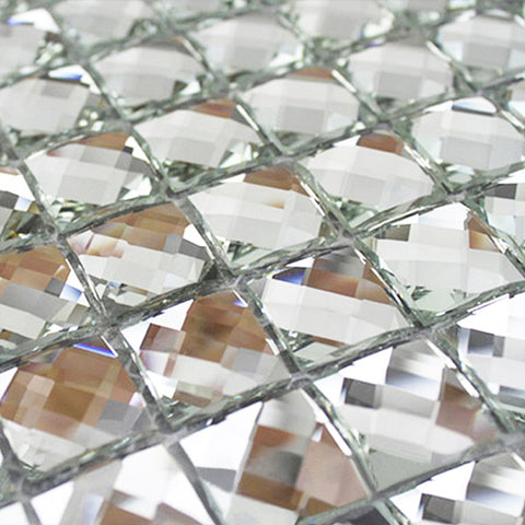 Diflart Mirror Glass Mosaic Tile Crystal Diamond Tile 3/4 inch Backsplash for Kitchen Bathroom Wall Pack of 5 Sheets