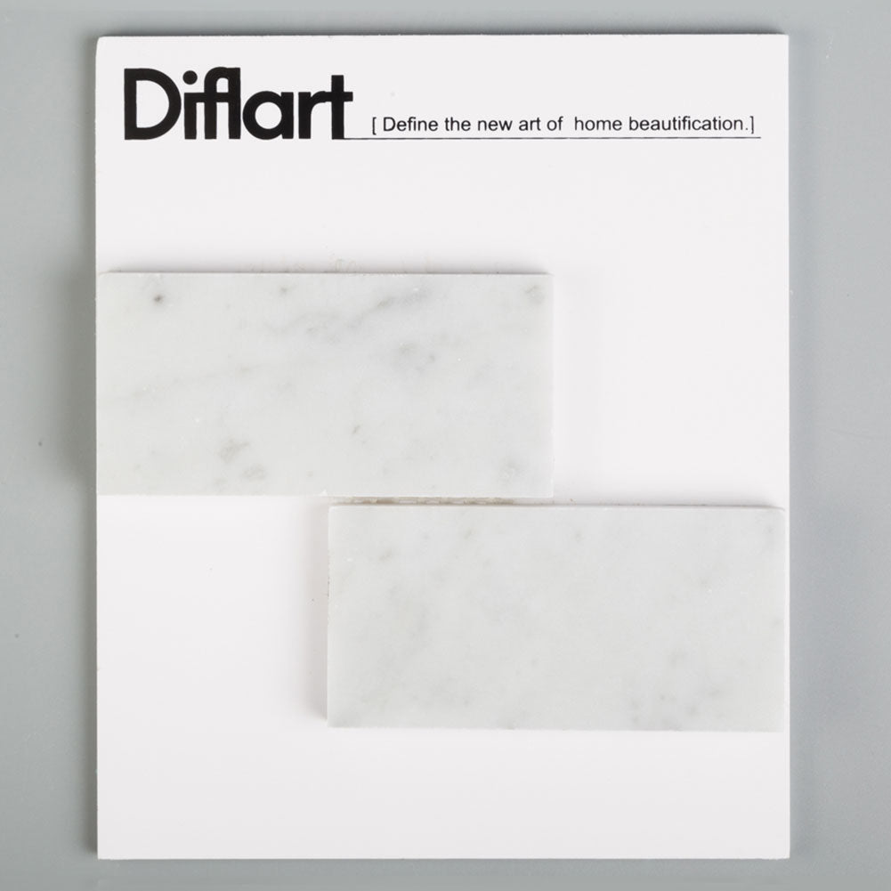 Carrara White Bianco Carrera Marble 2" × 4" Brick Mosaic Tile Pack of 5