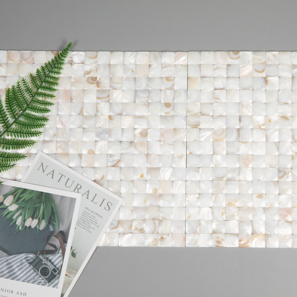 Light Colorful Mother Of Pearl Shell Mosaic 3D Cambered Curved Arched Square Tile Pack of 10 Sheets