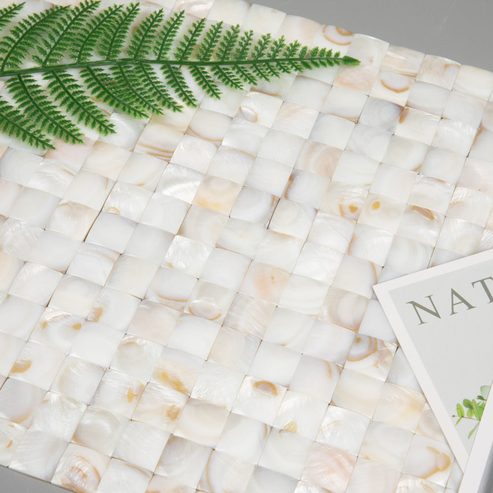 Light Colorful Mother Of Pearl Shell Mosaic 3D Cambered Curved Arched Square Tile Pack of 10 Sheets