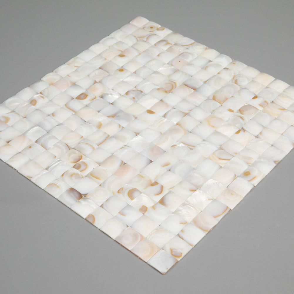 Light Colorful Mother Of Pearl Shell Mosaic 3D Cambered Curved Arched Square Tile Pack of 10 Sheets