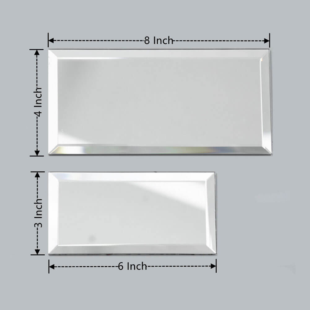 Beveled Mirror Subway Tiles 3 x 10 Inch Peel and Stick Pack of 24 Pcs
