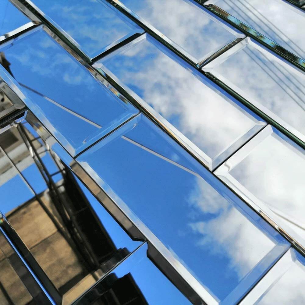 Diflart Beveled Mirror Backsplash Tiles for Kitchen, Silver Subway, 3x6 Inch, Mirror TIile for Bathroom Wall, Pack of 40 Pcs