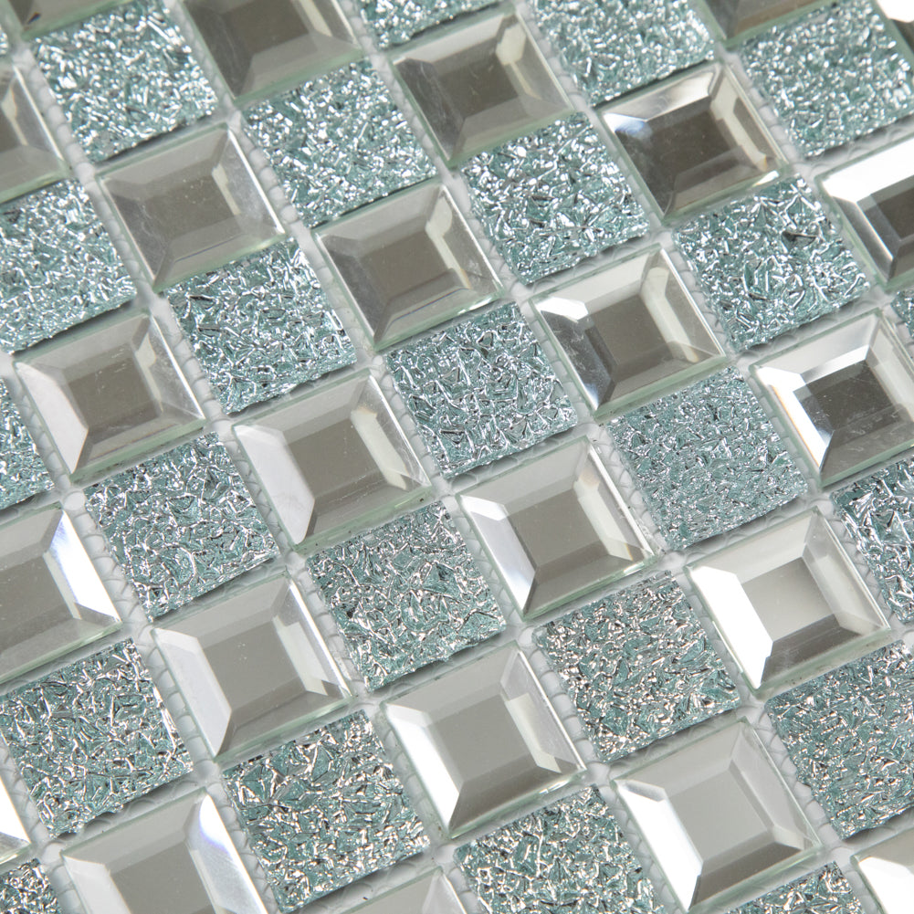 Mirror Glass Mosaic Tile Crystal Diamond Mosaic Tile Pack of 6