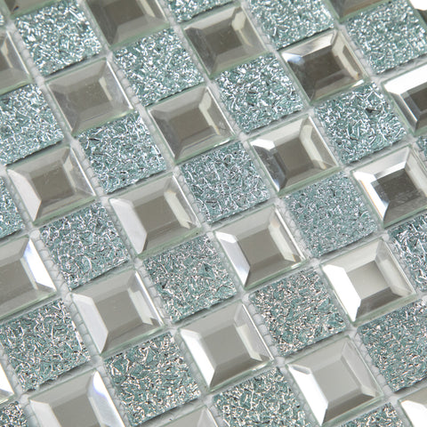 1 sheet, Silver Mirror Glass Mosaic Tiles