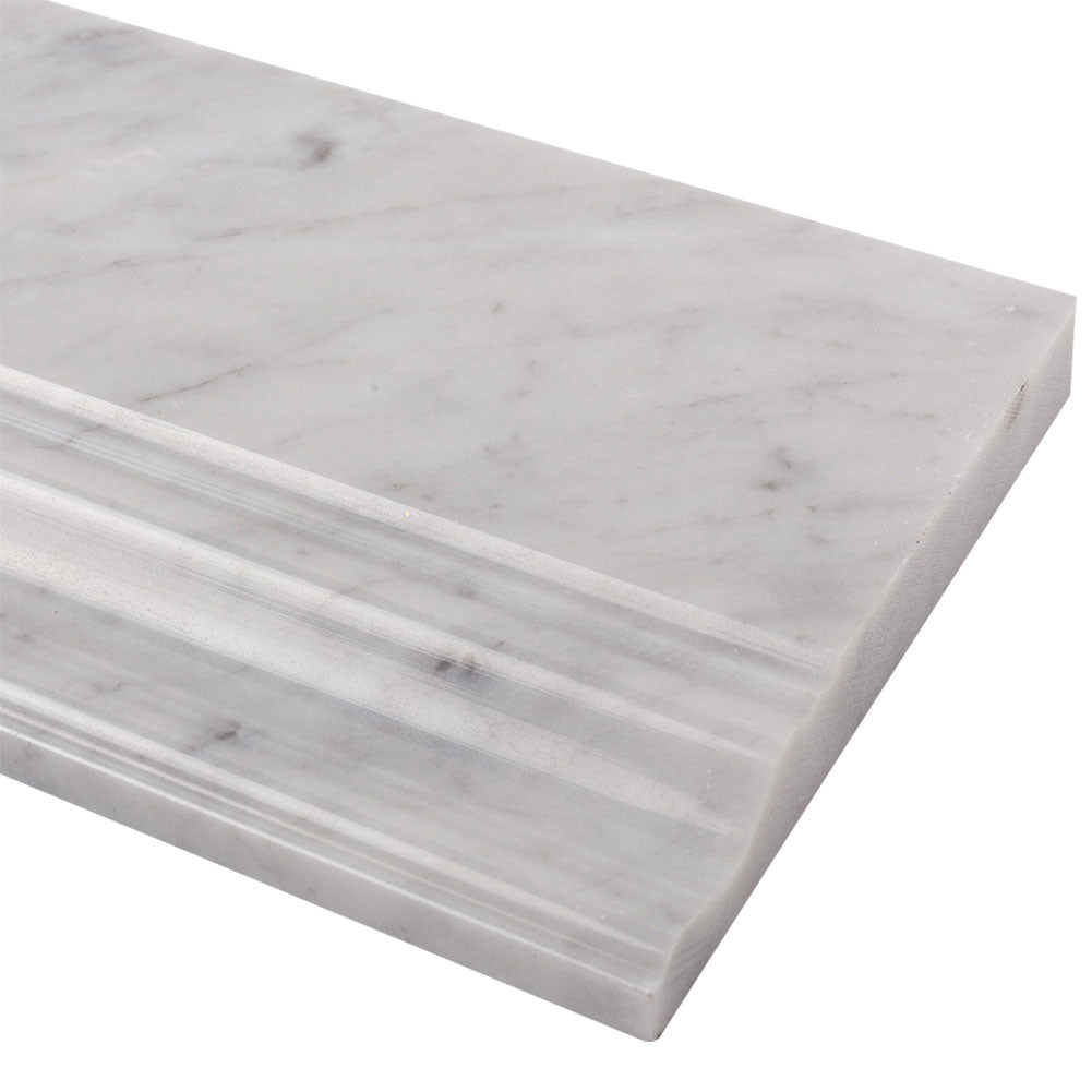 Carrara White Bianco Carrera Marble Baseboard Tile Pack of 4 Pcs
