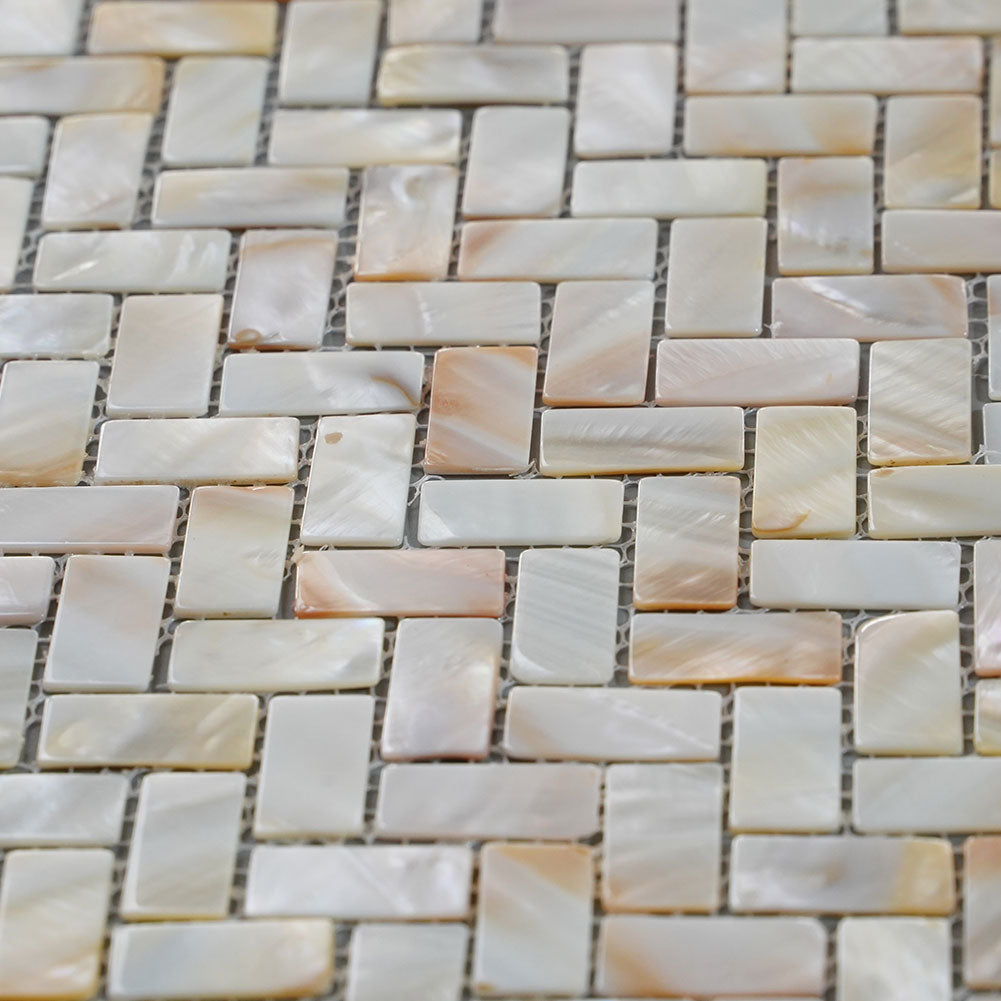Light Colorful Mother Of Pearl Shell Mosaic Herringbone Tile Pack 0f 10 Sheets
