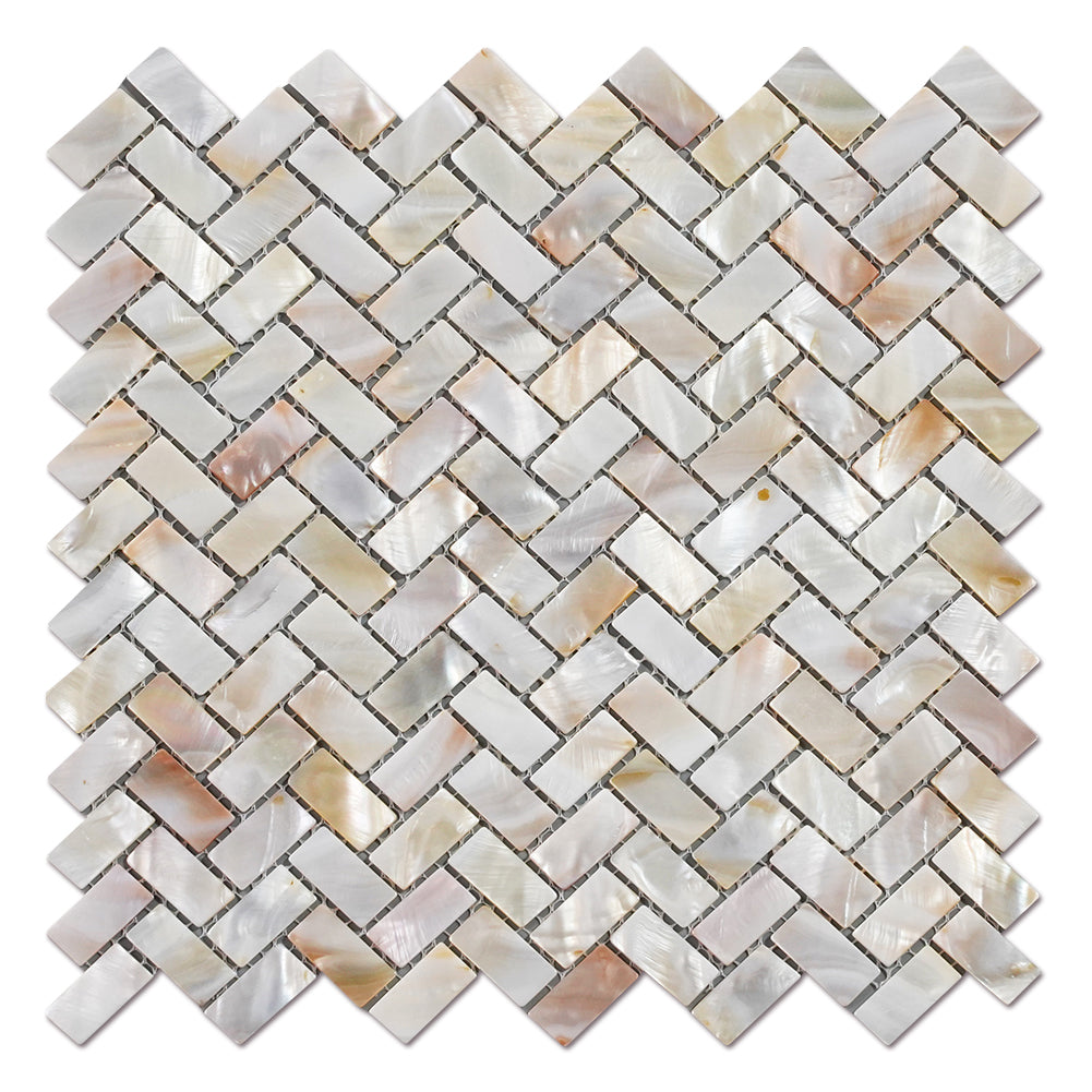 Light Colorful Mother Of Pearl Shell Mosaic Herringbone Tile Pack 0f 10 Sheets