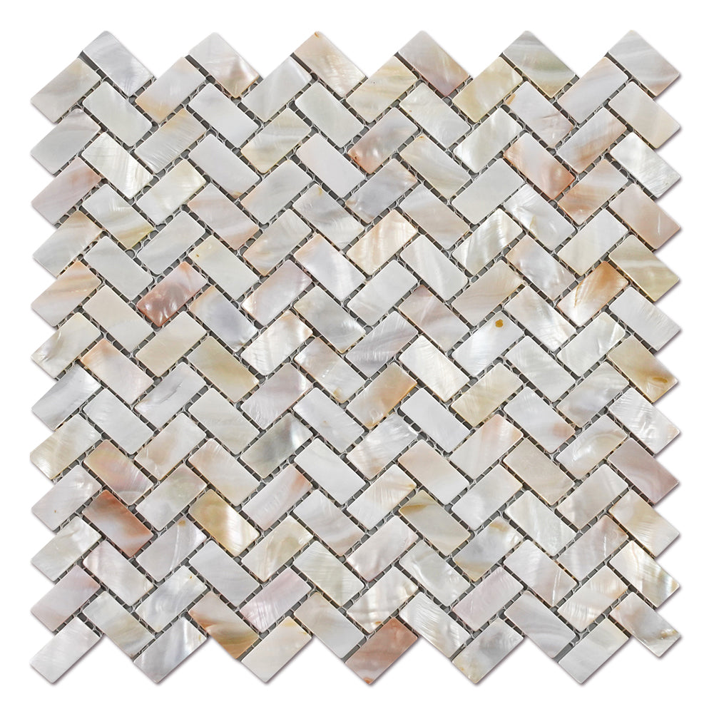 Light Colorful Mother Of Pearl Shell Mosaic Herringbone Tile Pack 0f 10 Sheets