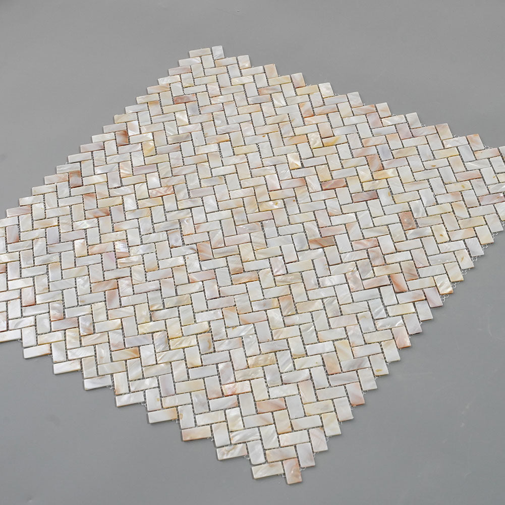 Light Colorful Mother Of Pearl Shell Mosaic Herringbone Tile Pack 0f 10 Sheets