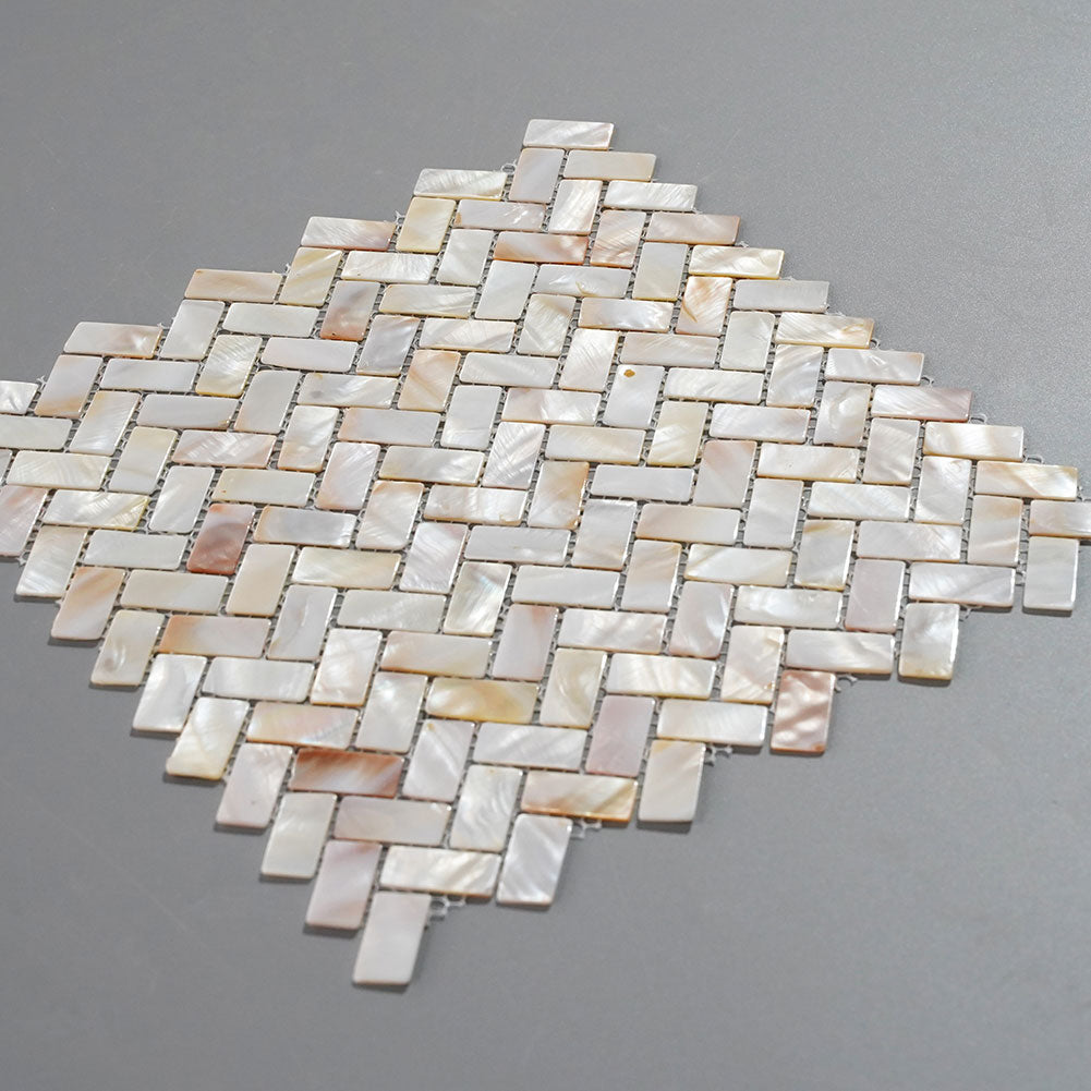 Light Colorful Mother Of Pearl Shell Mosaic Herringbone Tile Pack 0f 10 Sheets