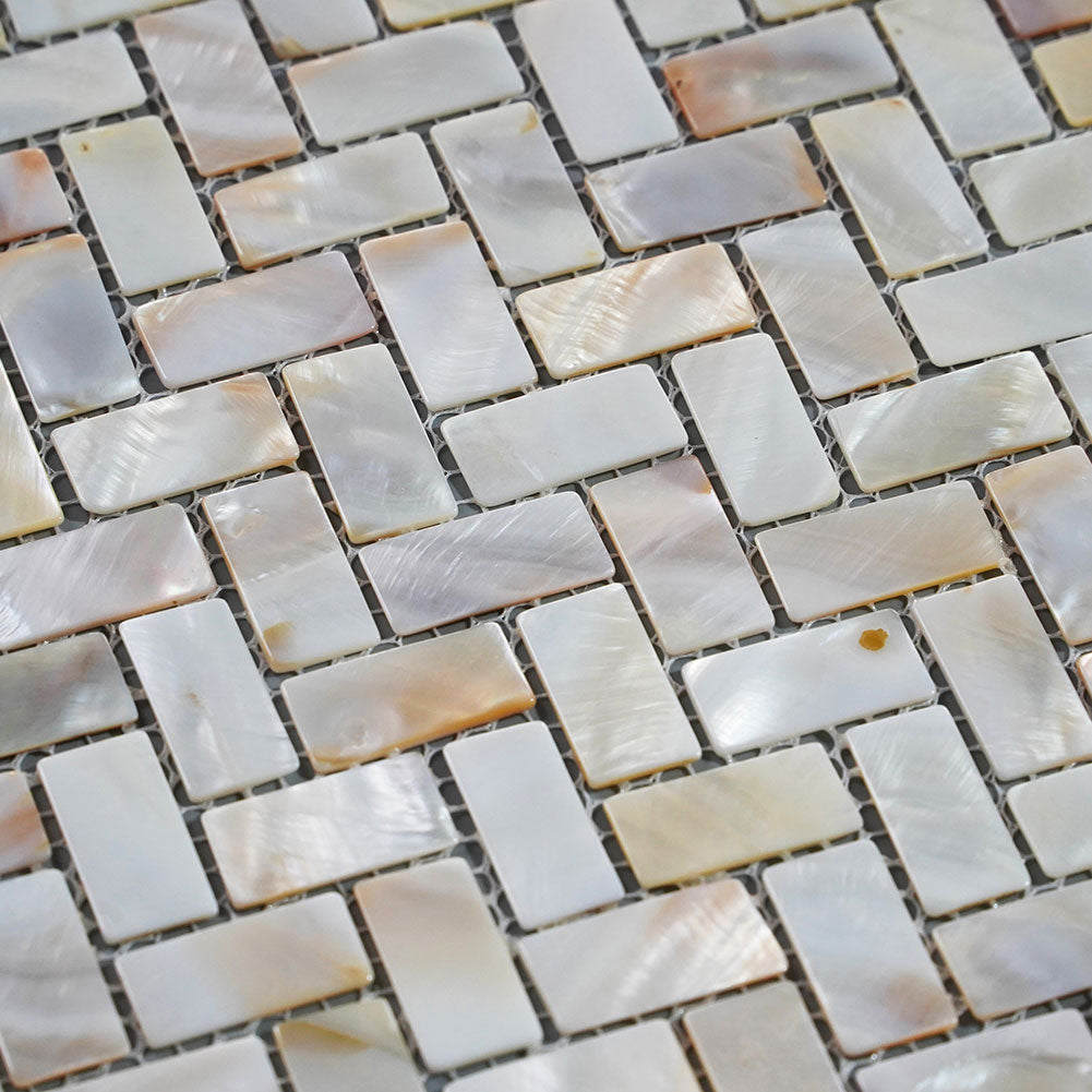 Light Colorful Mother Of Pearl Shell Mosaic Herringbone Tile Pack 0f 10 Sheets