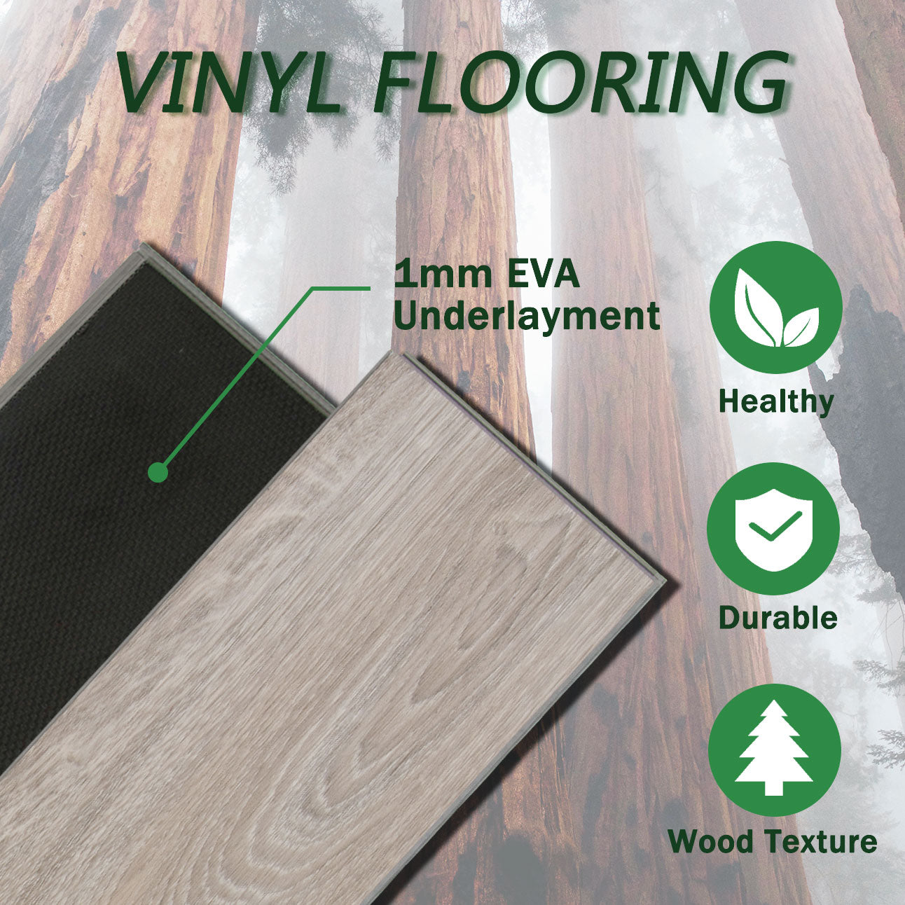15.1 sq.ft Light Oak Rigid SPC Core Vinyl Plank Flooring 36x6 Inch