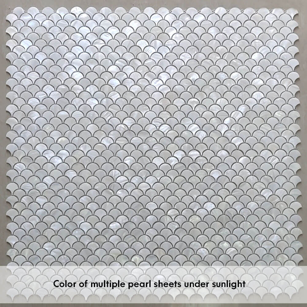 Diflart White Mother of Pearl Shell Fish Scale Mosaic Tile Backsplashe for Kitchen Shower Bathroom Pack of 6 Sheets