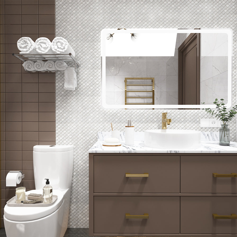 Diflart White Mother of Pearl Shell Fish Scale Mosaic Tile Backsplashe for Kitchen Shower Bathroom Pack of 6 Sheets