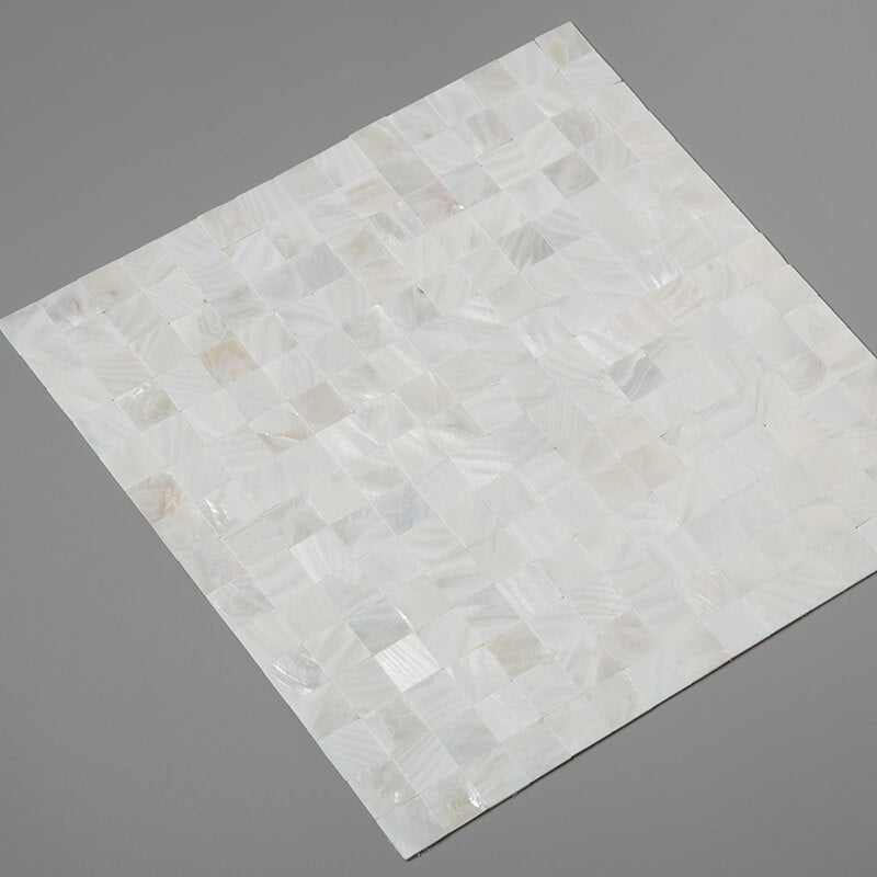 White Seamless Mother Of Pearl Shell Mosaic Square Tile Pack of 10 Sheets