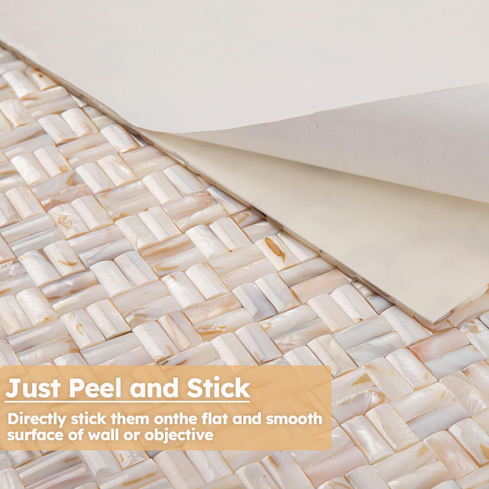 Mother of Pearl Peel and Stick Backsplash 3D Weave Mosaic Tile
