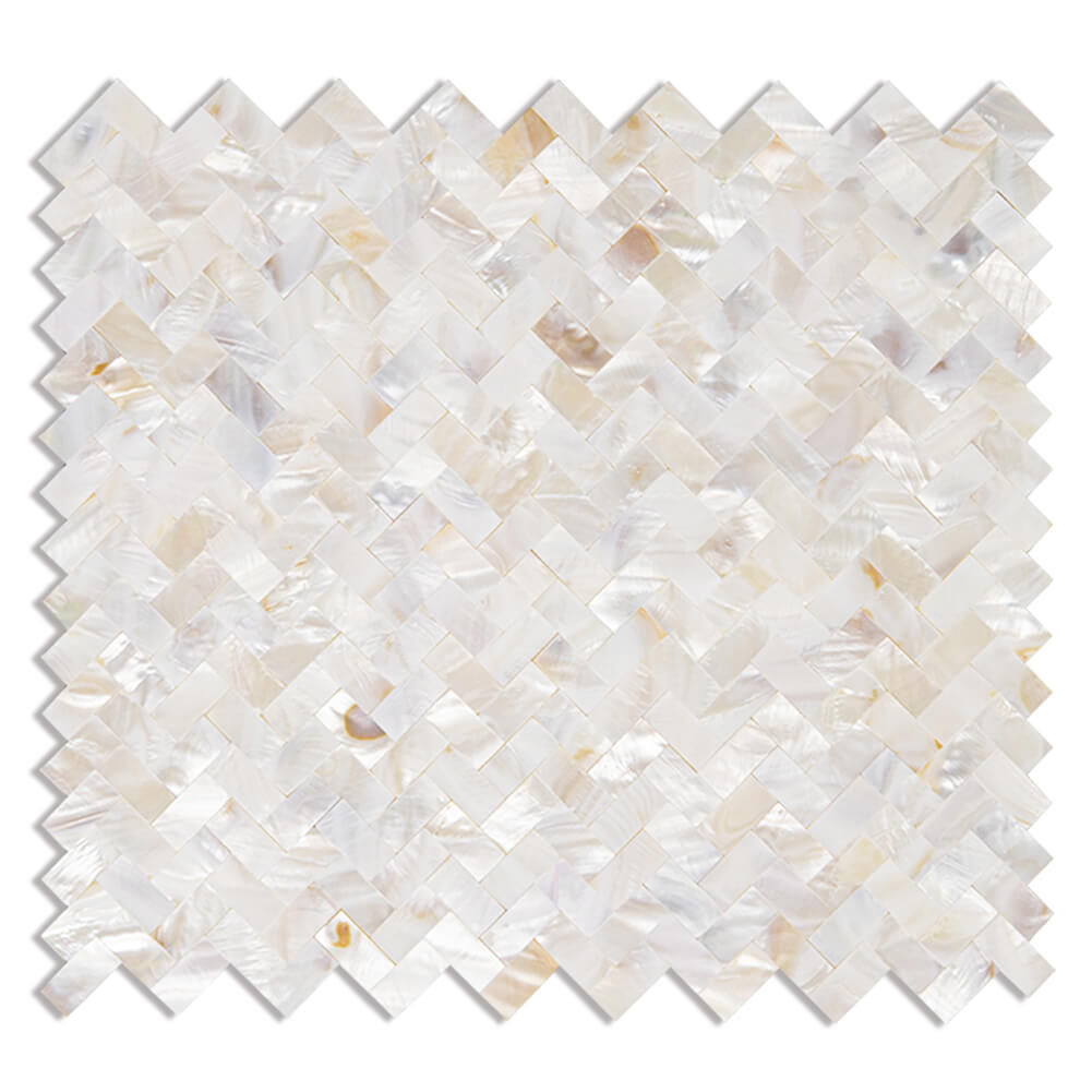 Diflart Peel and Stick Mother of Pearl Backsplash Tiles, Herringbone, 6 Sq.ft, Pearl Shell Mosaic Tile for Kitchen Bathroom Wall Decor, Pack of 6 Sheets