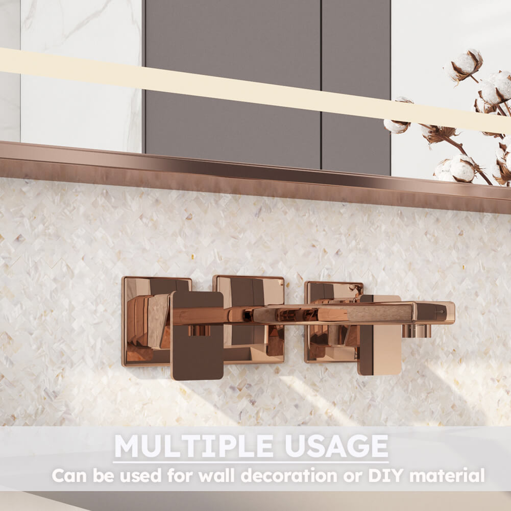 Diflart Peel and Stick Mother of Pearl Backsplash Tiles, Herringbone, 6 Sq.ft, Pearl Shell Mosaic Tile for Kitchen Bathroom Wall Decor, Pack of 6 Sheets