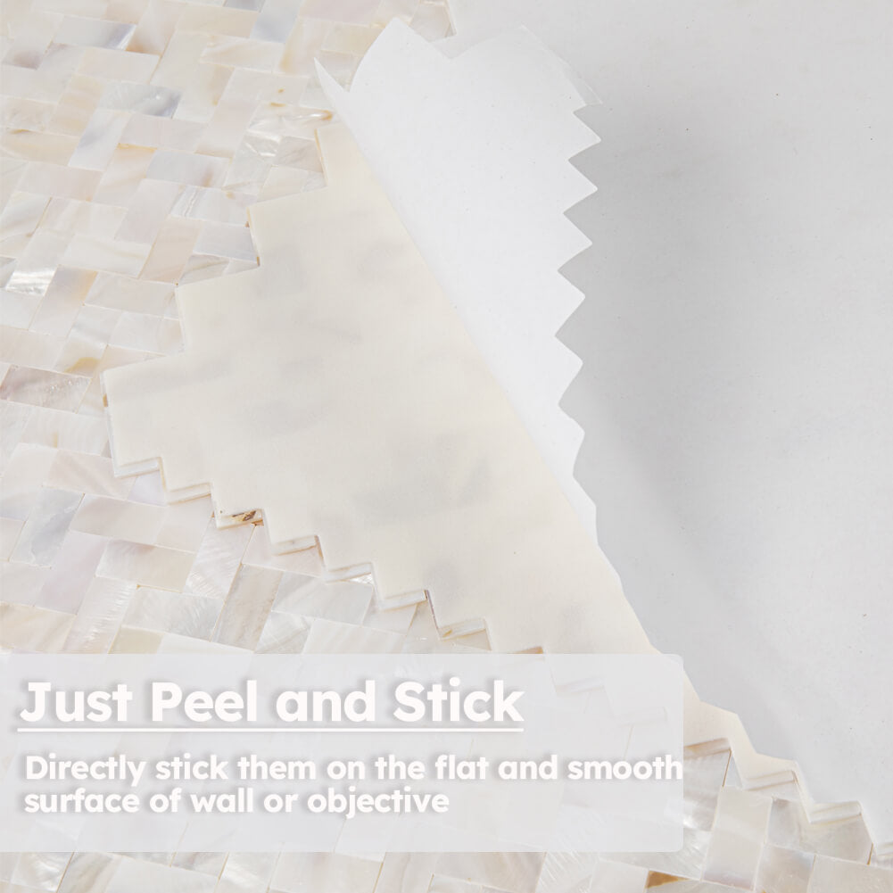 Diflart Peel and Stick Mother of Pearl Backsplash Tiles, Herringbone, 6 Sq.ft, Pearl Shell Mosaic Tile for Kitchen Bathroom Wall Decor, Pack of 6 Sheets