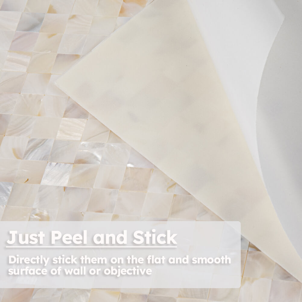 Diflart Mother of Pearl Peel and Stick Backsplash Sqaure Mosaic Tile for Kitchen Bathroom Wall Decor Pack of 6 Sheets