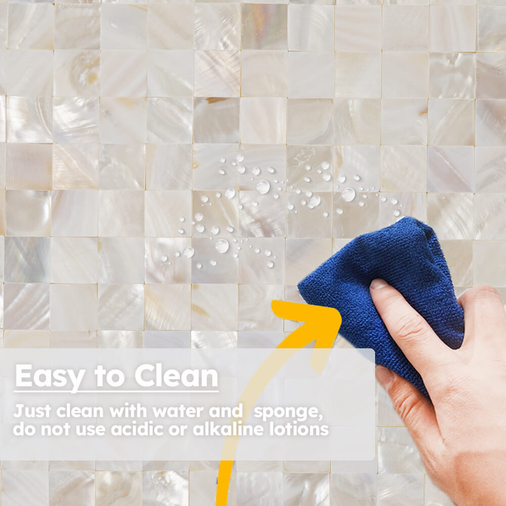 Diflart Mother of Pearl Peel and Stick Backsplash Sqaure Mosaic Tile for Kitchen Bathroom Wall Decor Pack of 6 Sheets