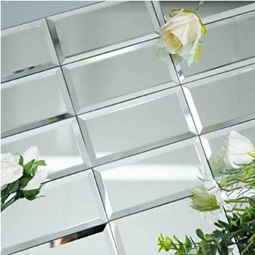Diflart Beveled Mirror Subway Tiles 3 x 6 Inch Peel and Stick Pack of 40 Pcs