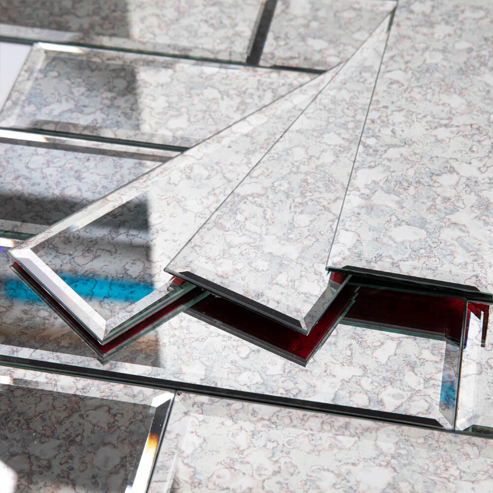 Diflart Peel and Stick Mirror Backsplash Tiles, Antique, 3 x10 Inch, Beveled Mirror Subway Tile for Kitchen Bathroom Wall, Pakc of 24 Pieces