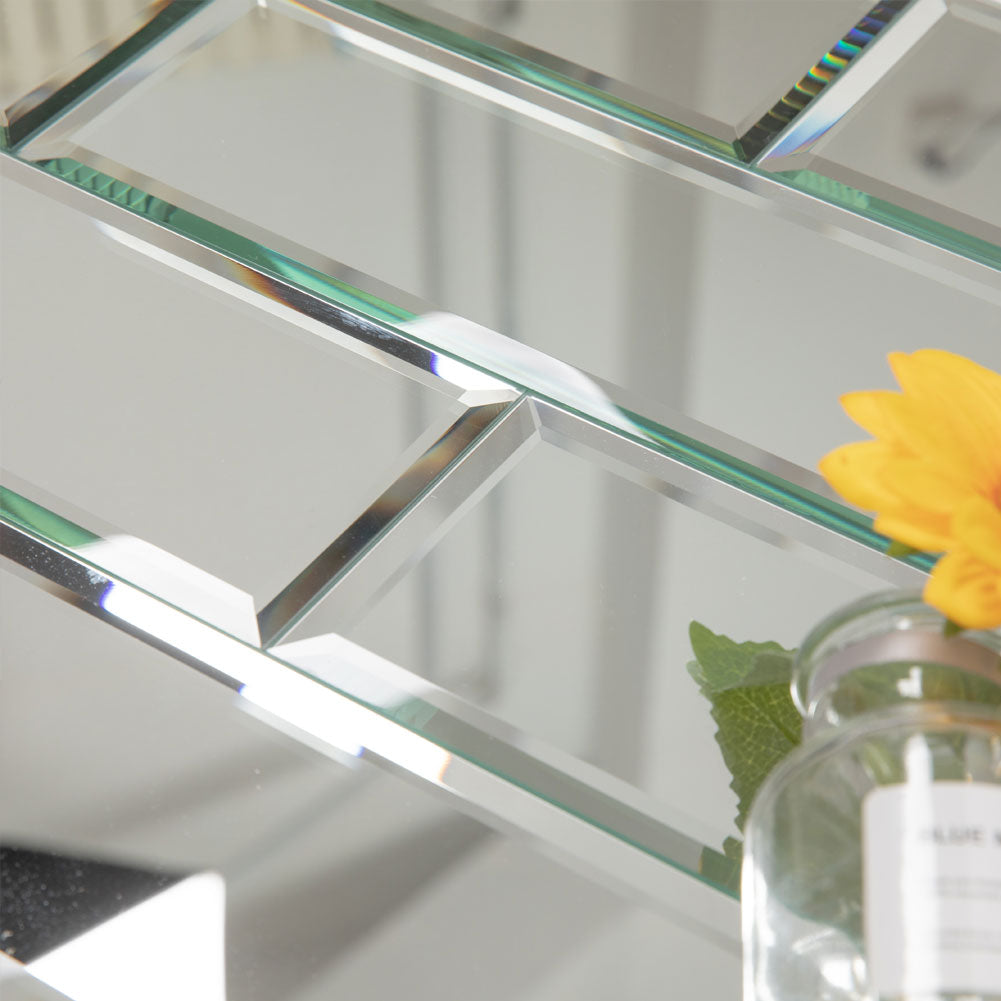 Diflart Mirror Backsplash Tiles, Peel and Stick, 4x12 Inch, Beveled Mirrored Subway Tiles Self Adhesive for Kitchen Bathroom Wall Pack of 15 Pcs