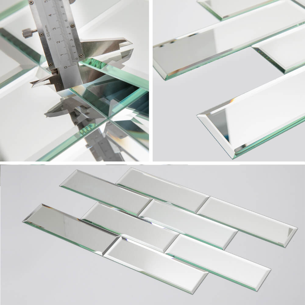 4 x 12 Inch Reflection Mirror Subway Tile Pack of 18 Pcs
