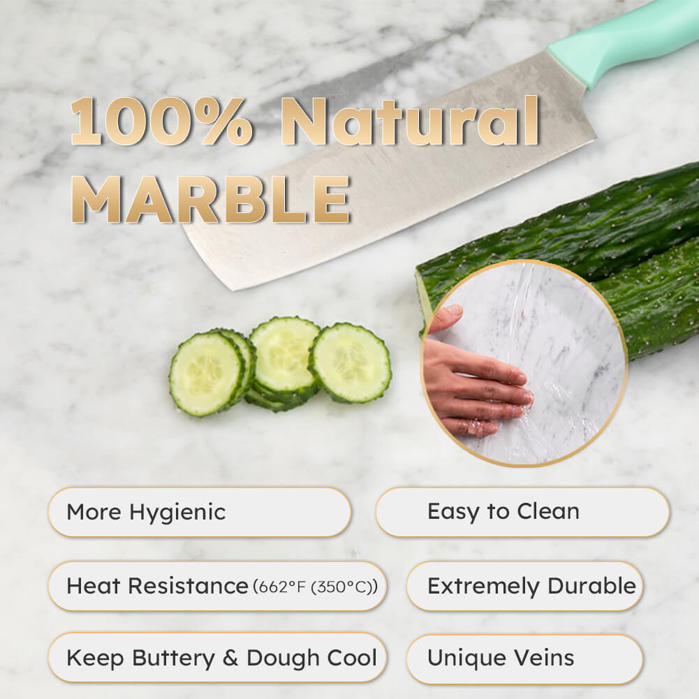 Diflart Natural Marble Pastry Board for Kitchen, 16x20 Inch, White, Marble Slab for Cheese, Cutting, Serving, Carrara Bianco Marble Stone Board, Christmas Thanksgiving Gift