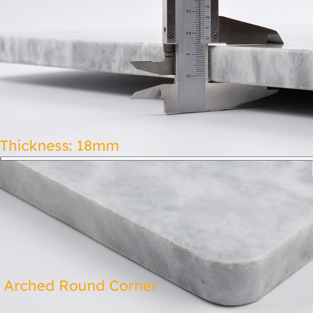 Diflart Natura Marble Stone Pastry Board for Kitchen, 16x20 Inch, Gray with White Veins, Marble Cutting Board Large with Non-Slip Feet for Keep the Dough Cool and Chocolate Tempering, Pack of 1 Pcs