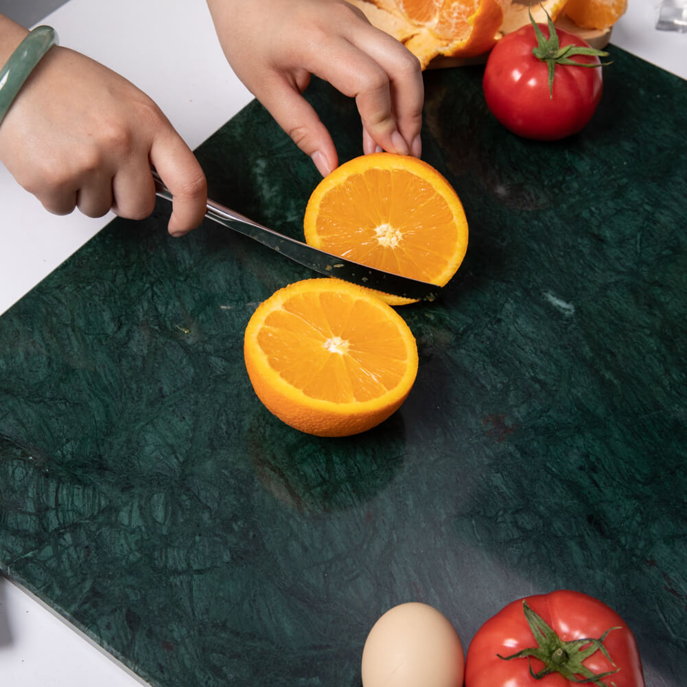 Natural Green Marble Pastry and Cutting Board with Non-Slip Feet