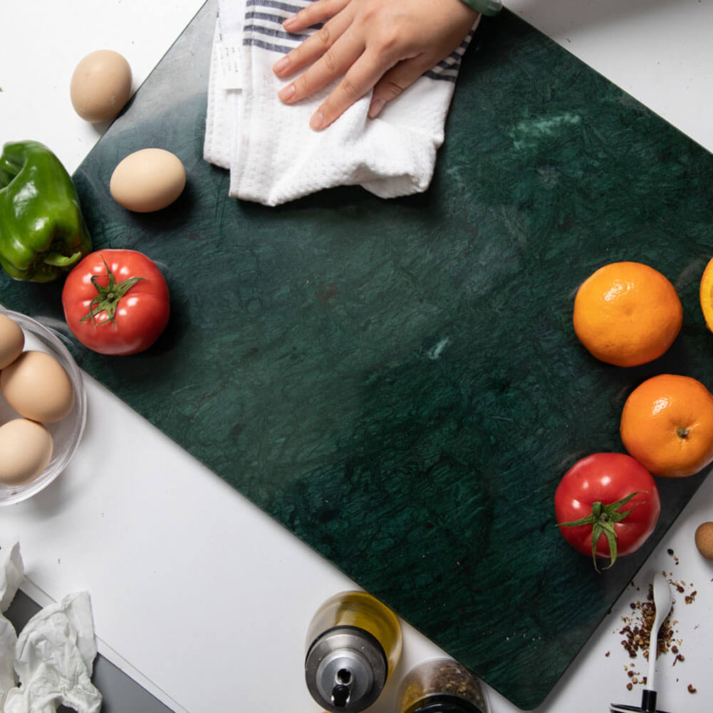 Natural Green Marble Pastry and Cutting Board with Non-Slip Feet