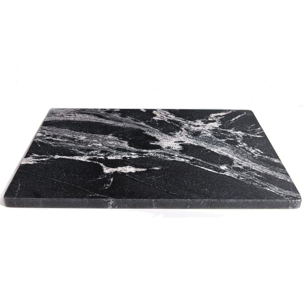 Diflart Natural Marble Stone Cutting Board for Kitchen, 16x20 Inch, Black, Marble Slab Pastry Board Large with Non-Slip Feet for Cheese, Charcuterie, Dough Chocolate, Pack of 1 Piece
