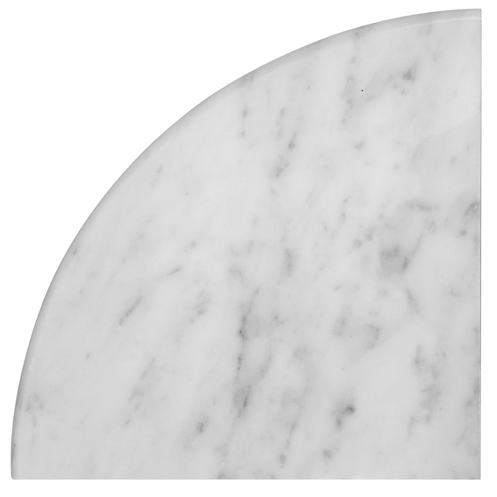 Italian Bianco White Carrara Marble Corner Shelf Polished Round Edge