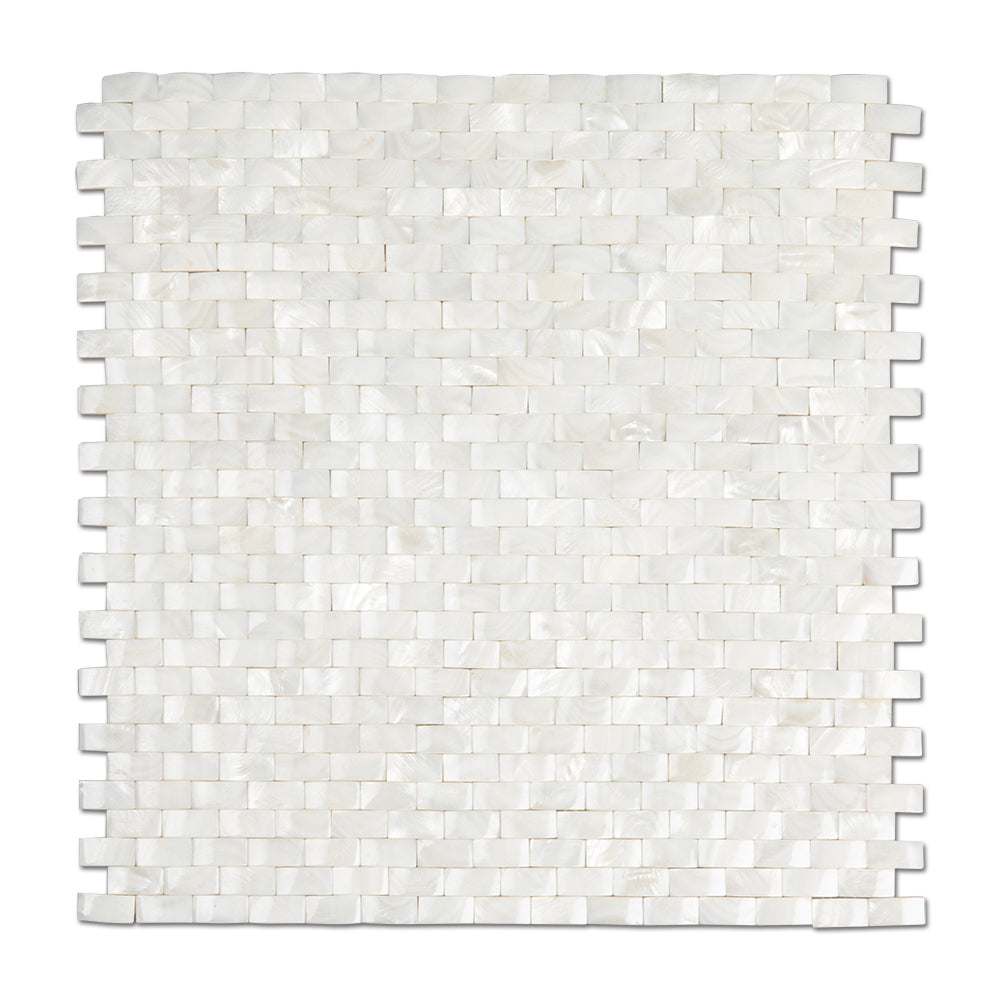 White Mother Of Pearl Shell Mosaic 3D Cambered Curved Arched Brick Tile Pack of 10 Sheets