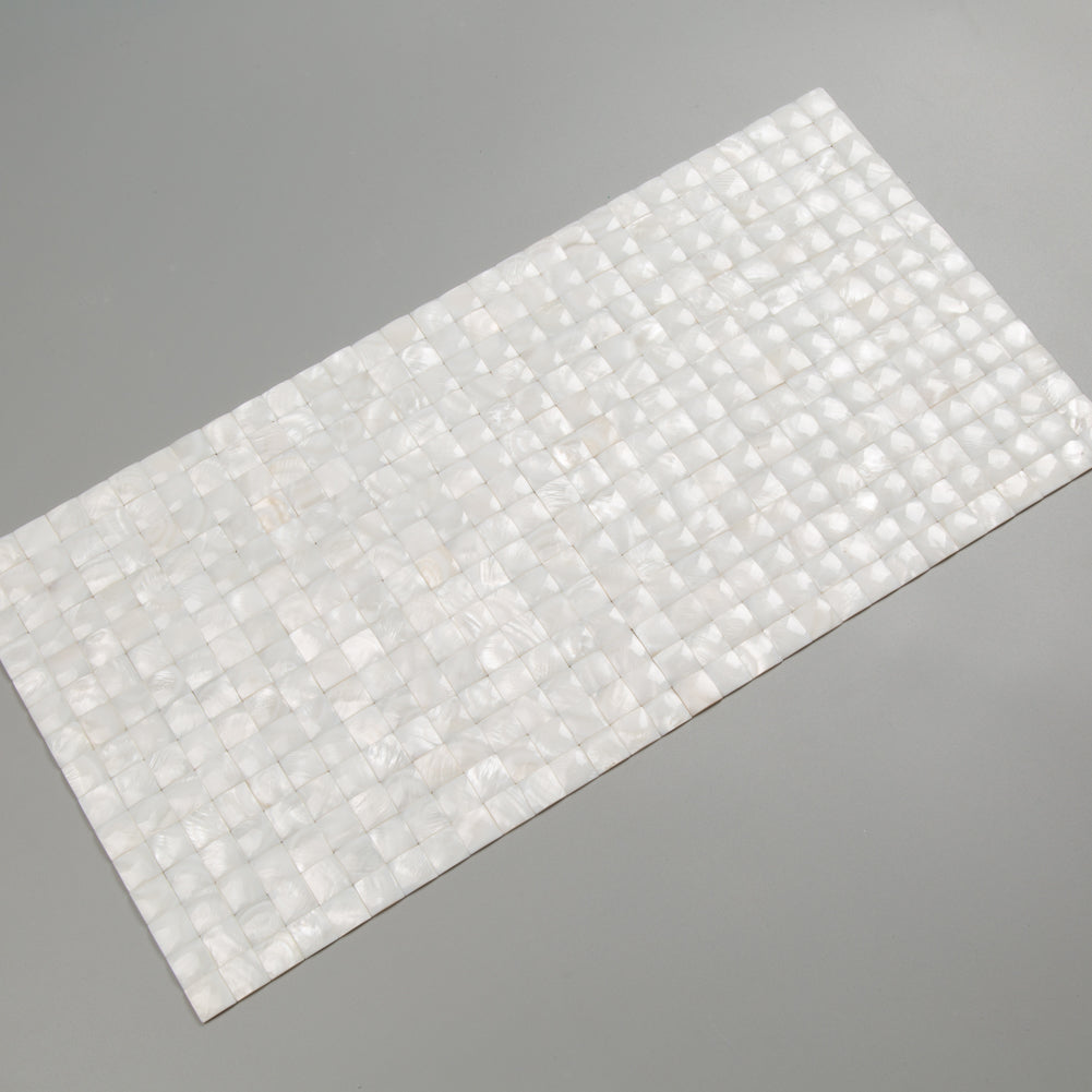 White Mother Of Pearl Shell Mosaic 3D Cambered Curved Arched Square Tile Pack of 10 Sheets
