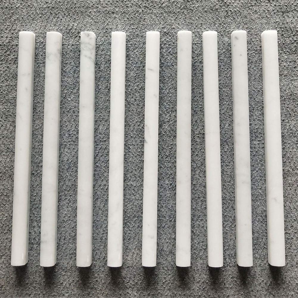 Diflart Carrara White Marble Pencil Liner 3/4" ×12" Bullnose Trim Tile Polished 15 Pcs per Box