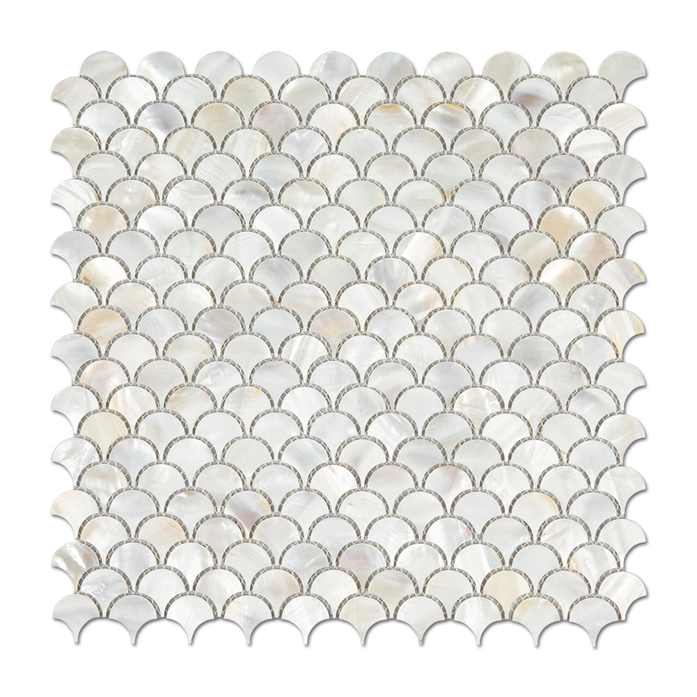 Light Colorful Mother Of Pearl Shell Backsplash Fan-shaped Mosaic Tile Pack of 6 Sheets