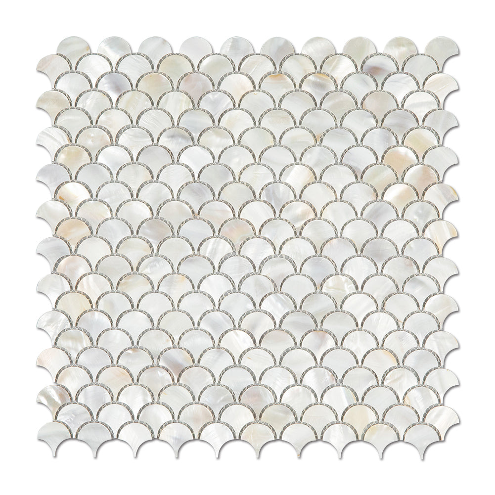 Diflart Mother of Pearl Fish Scale Backsplash Shell Tile for Kitchen Bathroom Shower Spa Wall Pool Tiles Pack of 6 Sheets