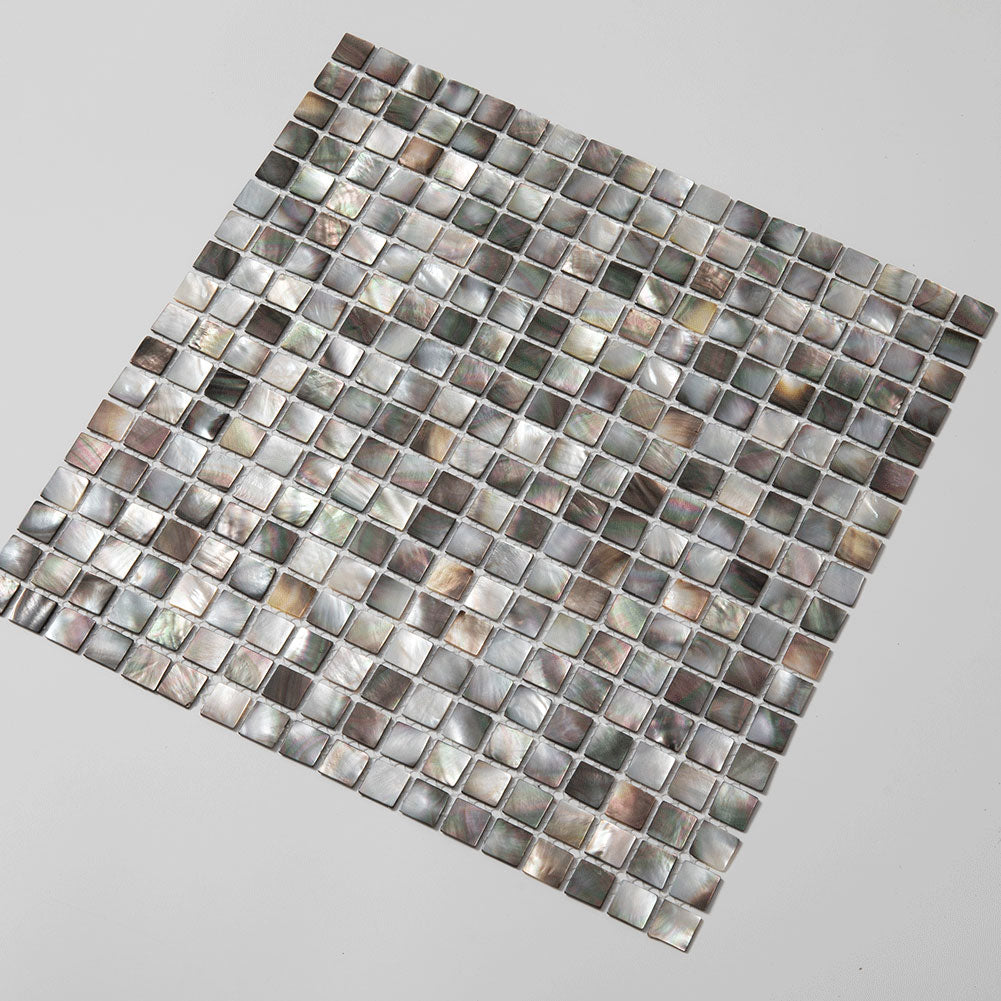 Black Lip Mother of Pearl Shell Square Mosaic Tile Pack of 10 Sheets