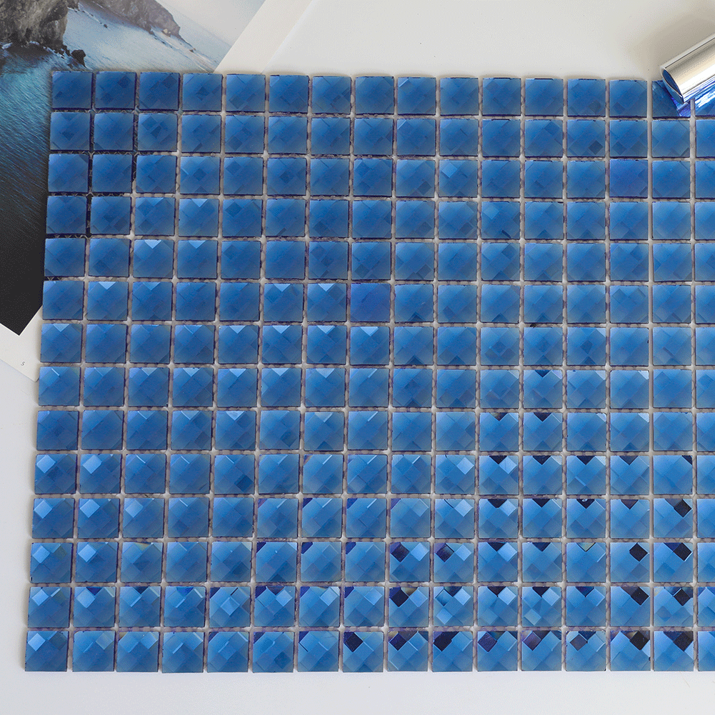Pre-Sale 13 Facet Blue Glass Bling Mirror Mosaic Tile