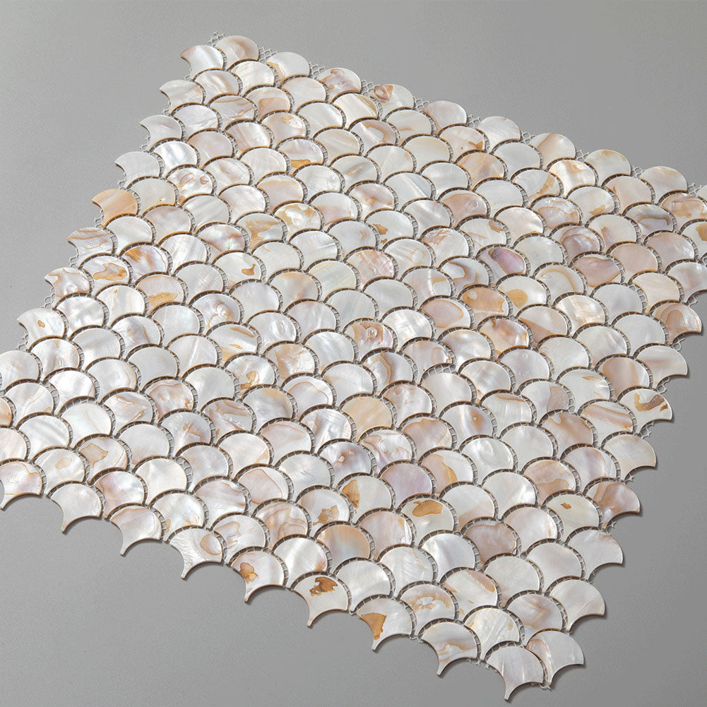 Dark Colorful  Mother of Pearl Shell Mosaic Fan-shaped Tile Pack of 10 Sheets