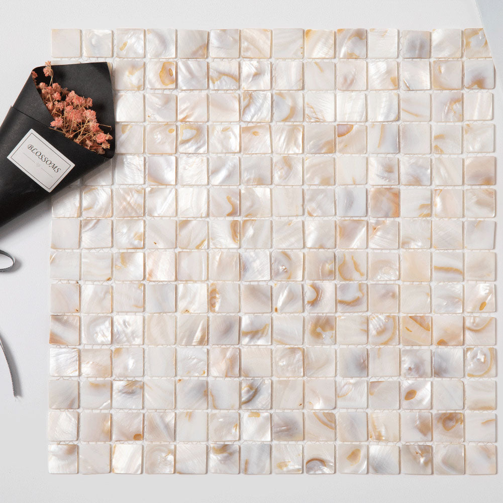 Light Colorful Mother Of Pearl Shell Square Mosaic  Tile Pack of 10 Sheets