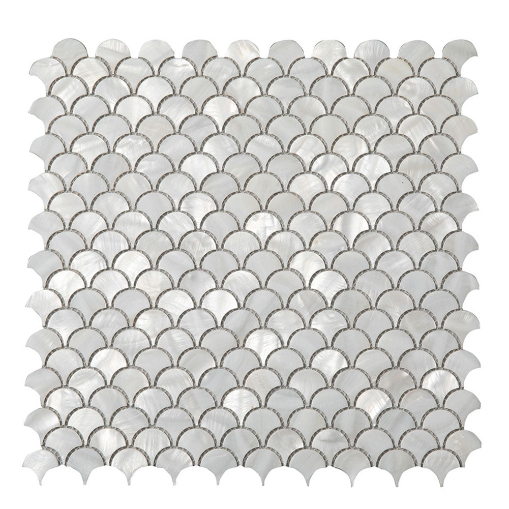 White Mother Of Pearl Shell Fish Scale Mosaic Tile Pack of 6 Sheets