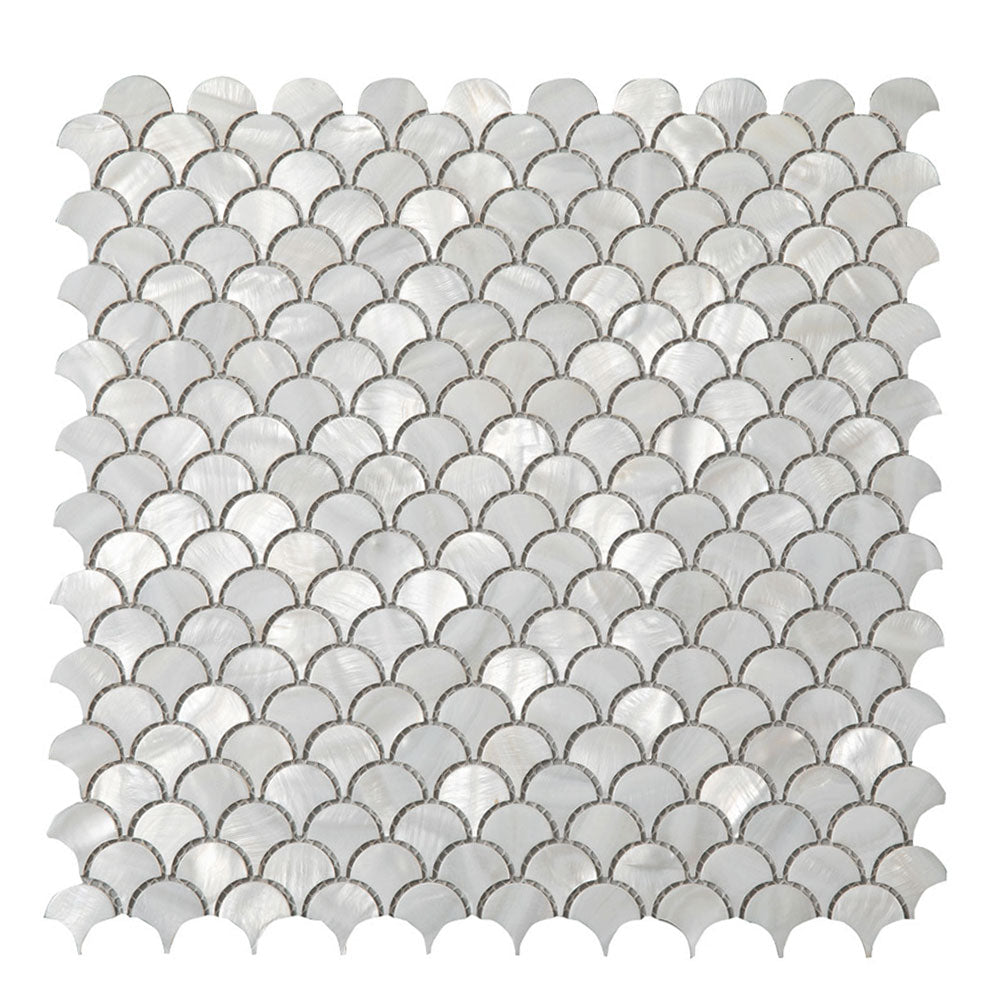 Diflart White Mother of Pearl Shell Fish Scale Mosaic Tile Backsplashe for Kitchen Shower Bathroom Pack of 6 Sheets