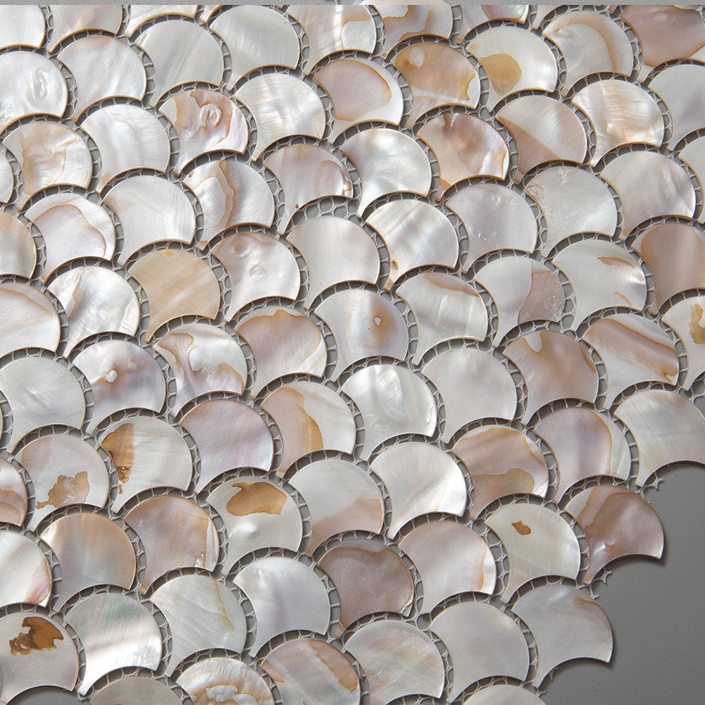 Dark Colorful  Mother of Pearl Shell Mosaic Fan-shaped Tile Pack of 10 Sheets